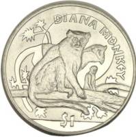 (2009) Монета Сьерра-Леоне 2009 год 1 доллар "Мартышка диана"  Медь-Никель  PROOF