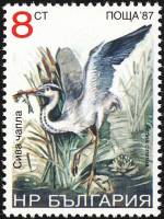 (1988-071) Марка Болгария "Серая цапля"   Птицы III Θ