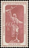 (1959-035) Марка Чехословакия "Словацкий воин"    15-летие Словацкого национального восстания, 40-ле