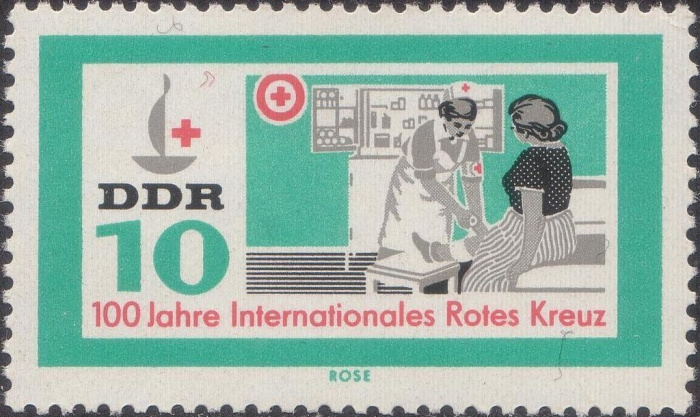 (1963-022) Марка Германия (ГДР) &quot;Медсестра&quot;    Красный Крест II Θ