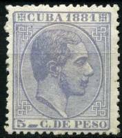 (№39) Марка Куба 1881 год "Король Альфонсо XII", Негашеная
