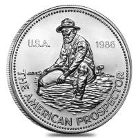 (1986) Монета США 1986 год 1 унция "Старатель"  Серебро Ag 999  PROOF