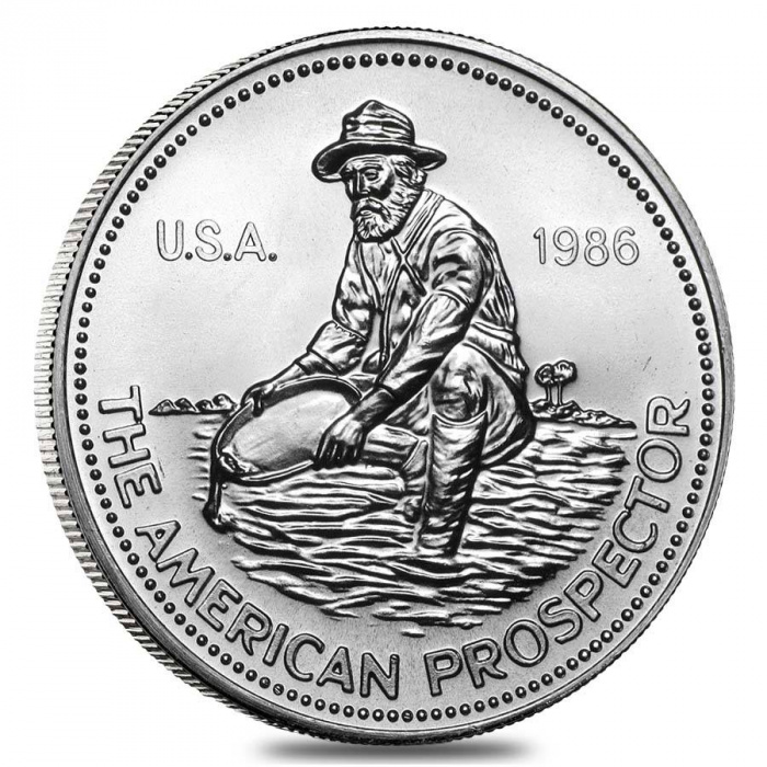 (1986) Монета США 1986 год 1 унция &quot;Старатель&quot;  Серебро Ag 999  PROOF