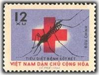(1962-032) Марка Вьетнам "Красный Крест"  синяя  Борьба с малярией I Θ