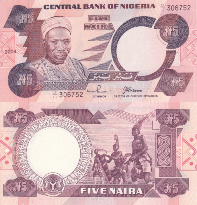 (2004) Банкнота Нигерия 2004 год 5 найра &quot;Абубакар Тафава Балева&quot;   UNC
