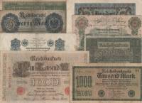 1908-23 8 штук Набор банкнот Германия Разные годы и номиналы    F