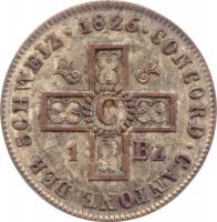 (№1826km208 (basel)) Монета Швейцария 1826 год 1 Batzen (arms on bottom piece)