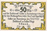 (№1920) Банкнота Германия 1920 год "50 Pfennig"