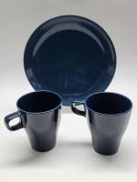 Тарелка и 2 чашки кружки ИКЕА IKEA темно - синие