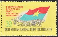 (1968-008) Марка Вьетконг "Знамя Вьетконга"  Английский лозунг  НОФ Южного Вьетнама III O