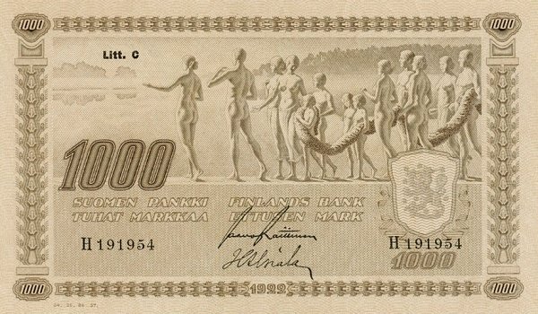 (,) Банкнота Финляндия 1922 год 1 000 марок    UNC