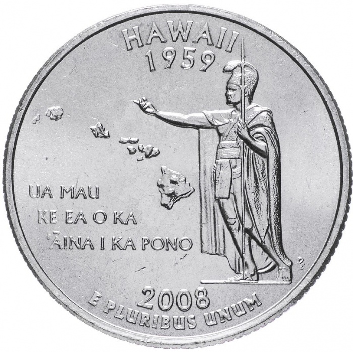 050d Монета США 2008 год 25 центов Гавайи  Медь-Никель  UNC