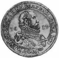 (№1617km218.3) Монета Австрия 1617 год 1 Thaler