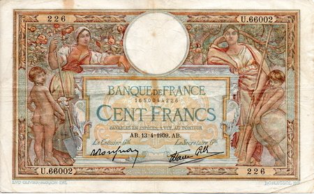 () Банкнота Франция 1939 год 100  &quot;&quot;   UNC