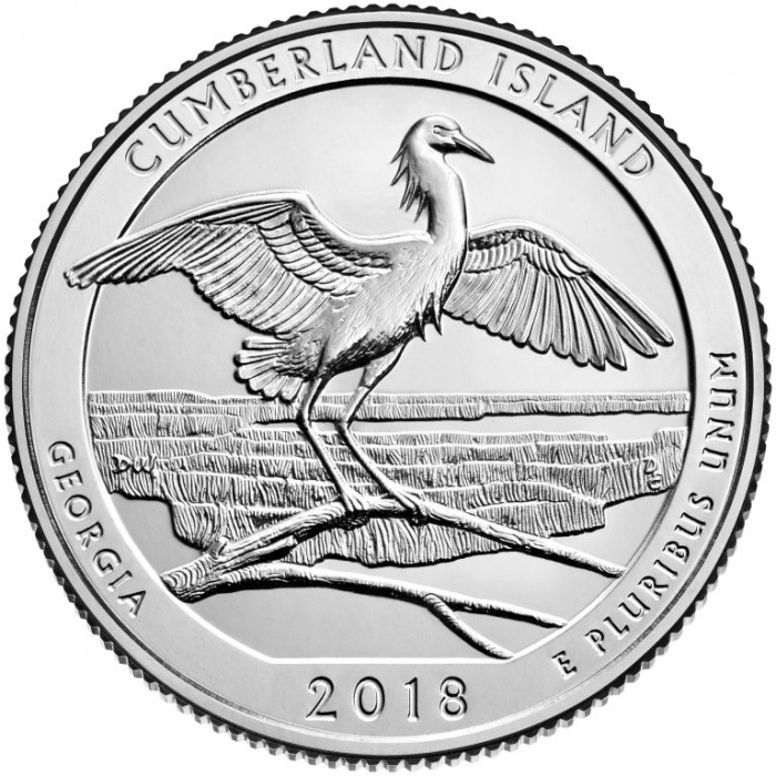 (044s) Монета США 2018 год 25 центов &quot;Кумберленд&quot;  Медь-Никель  UNC