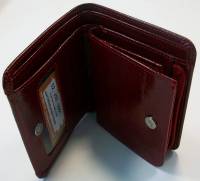 Портмоне женское "Grand", Натуральная лаковая кожа, 1 отделение на клепке с отсеками, Красный