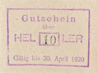 (№1920) Банкнота Австрия 1920 год "10 Heller"