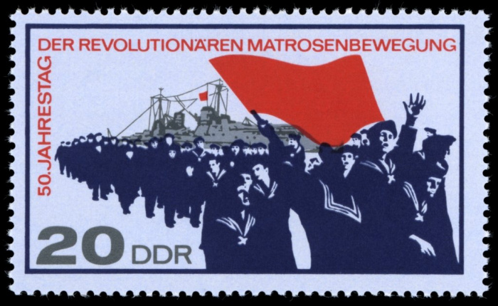 (1967-066) Марка Германия (ГДР) &quot;Демонстранты &quot;    Восстание матросов II Θ