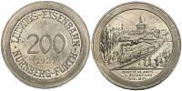 1921 Жетон железная дорога Германия Нюрнберг 1921 год 200 пфеннингов  Алюминий  XF
