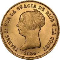 (№1851km596.2) Монета Испания 1851 год 100 Reales (Мадрид 6-конечная звезда)
