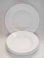 Тарелки 6 шт белые стеклокерамика рифленый край