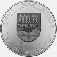 (№1994) Монета Норвегия 1994 год 20 Ecu (925 ЛЕТ БЕРГЕН БРИГГЕ)