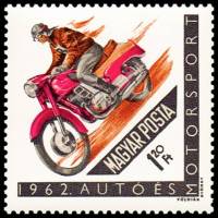 (1962-083) Марка Венгрия "Скоростные гонки"    Мотоспорт III Θ