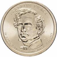 (14d) Монета США 2010 год 1 доллар "Франклин Пирс" 2010 год Латунь  UNC