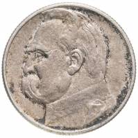 (1934) Монета Польша 1934 год 2 злотых "Юзеф Пилсудский"  Серебро Ag 750  XF