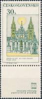 (1968-038) Марка + купон Чехословакия "Пражский собор"    Старая Прага III O