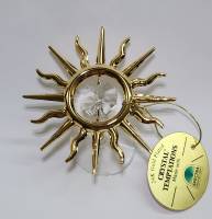 Сувенир Солнце 7,5*7,5 см металл покрытие золото 24 к  кристаллы Сваровски США 