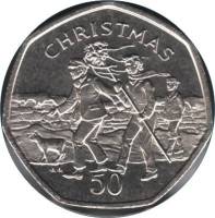 (1994) Монета Остров Мэн 1994 год 50 пенсов "Охота на крапивника"  Медь-Никель  UNC