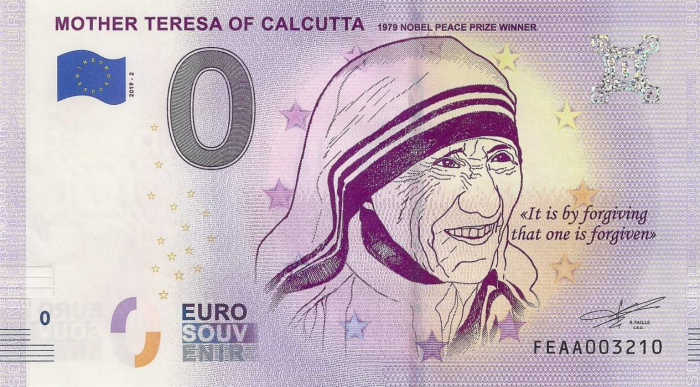 (2019) Банкнота Европа 2019 год 0 евро &quot;Мать Тереза&quot;   UNC