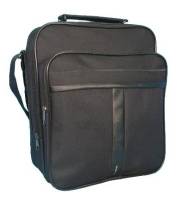 Сумка мужская с ремнем и ручкой "Rise" М-1115, Средняя, Ткань, 3 отделения + карман, Черная