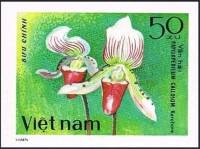 (1979-054a) Сцепка (2 м) Вьетнам "Папиопедилум мозолистый"  Без перфорации  Орхидеи III Θ