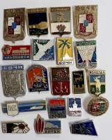 Набор значков знаков (20 шт.) СССР "Города" На булавке 