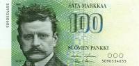 (1986) Банкнота Финляндия 1986 год 100 марок "Ян Сибелиус" Holkeri - Makinen  UNC
