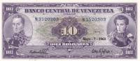 (№1963P-45a) Банкнота Венесуэла 1963 год "10 Boliacute;vares"