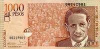 (,) Банкнота Колумбия 2011 год 1 000 песо "Хорхе Эльесер Гайтан"   UNC
