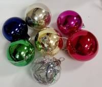 Набор ёлочных игрушек "Шары", 7 шт, стекло, Д-6-7 см., СССР (сост. на фото)