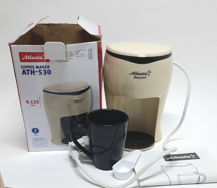 Электрическая кофеварка АТН-50, в комплекте чашка, фильтр, поддон, емкость 0,125 мл, Китай 