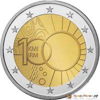 (011) Монета Бельгия 2013 год 2 евро "100-летие метеорологического института"  Биметалл  PROOF