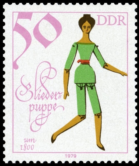 (1979-098) Марка Германия (ГДР) "Шарнирная кукла"    Исторические куклы II &Theta;