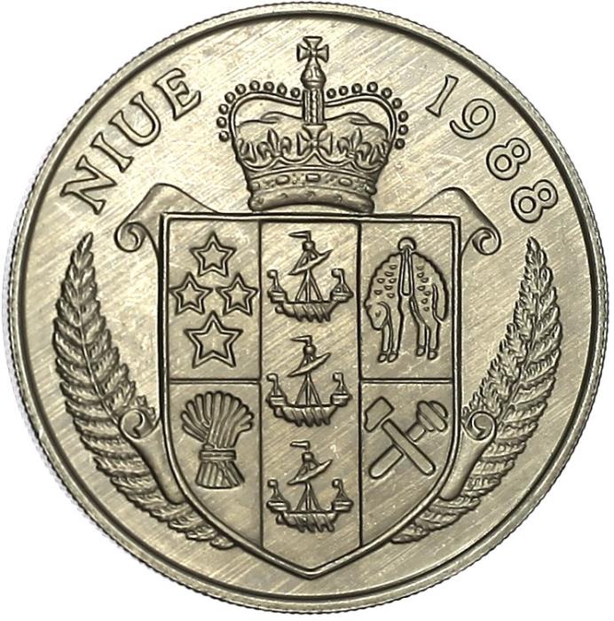 (1988) Монета Остров Ниуэ 1988 год 5 долларов &quot;Джон Фицджеральд Кеннеди&quot;  Медь-Никель  UNC