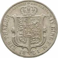 (№1850c74a) Монета Германия (Эрнст Август) 1850 год 1 Thaler (Эрнст Август)