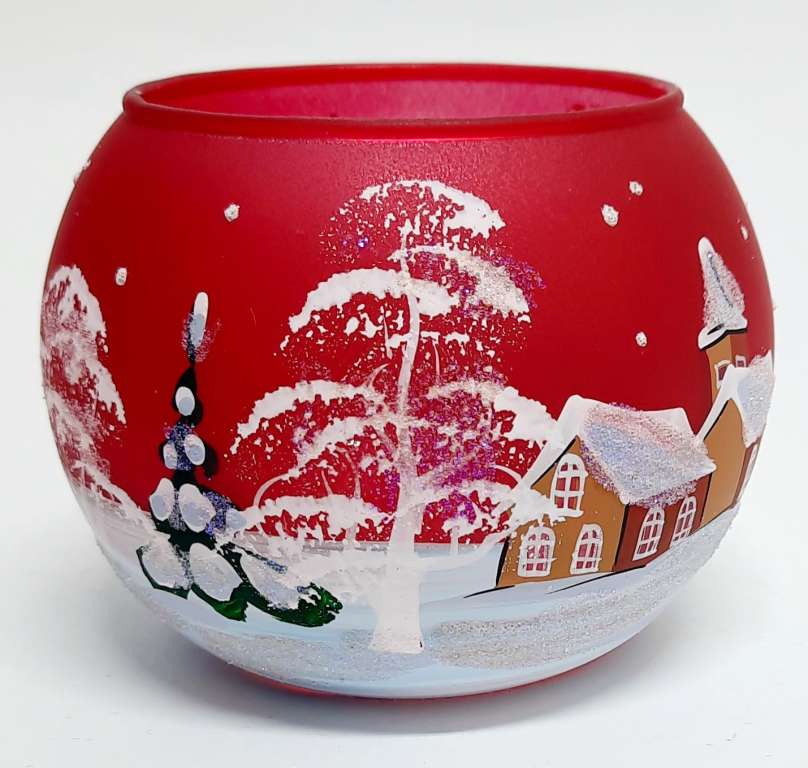 Подсвечник, цветное стекло, ручная роспись, Австрия, новый