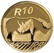 (№2010km549) Монета Южная Африка 2010 год 10 Rand (Натура - Черный Носорог)