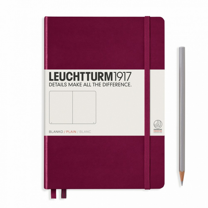 Книга для записей Medium A5 на 249 страниц нелинованый, PORT RED. Leuchtturm1917, #359697