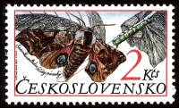 (1987-010) Марка Чехословакия "Бражник глазчатый"    Охрана природы. Бабочки III Θ