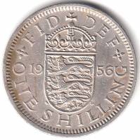 1956 Монета Великобритания 1956 год 1 шиллинг Елизавета II  Английский герб Медь-Никель  XF
